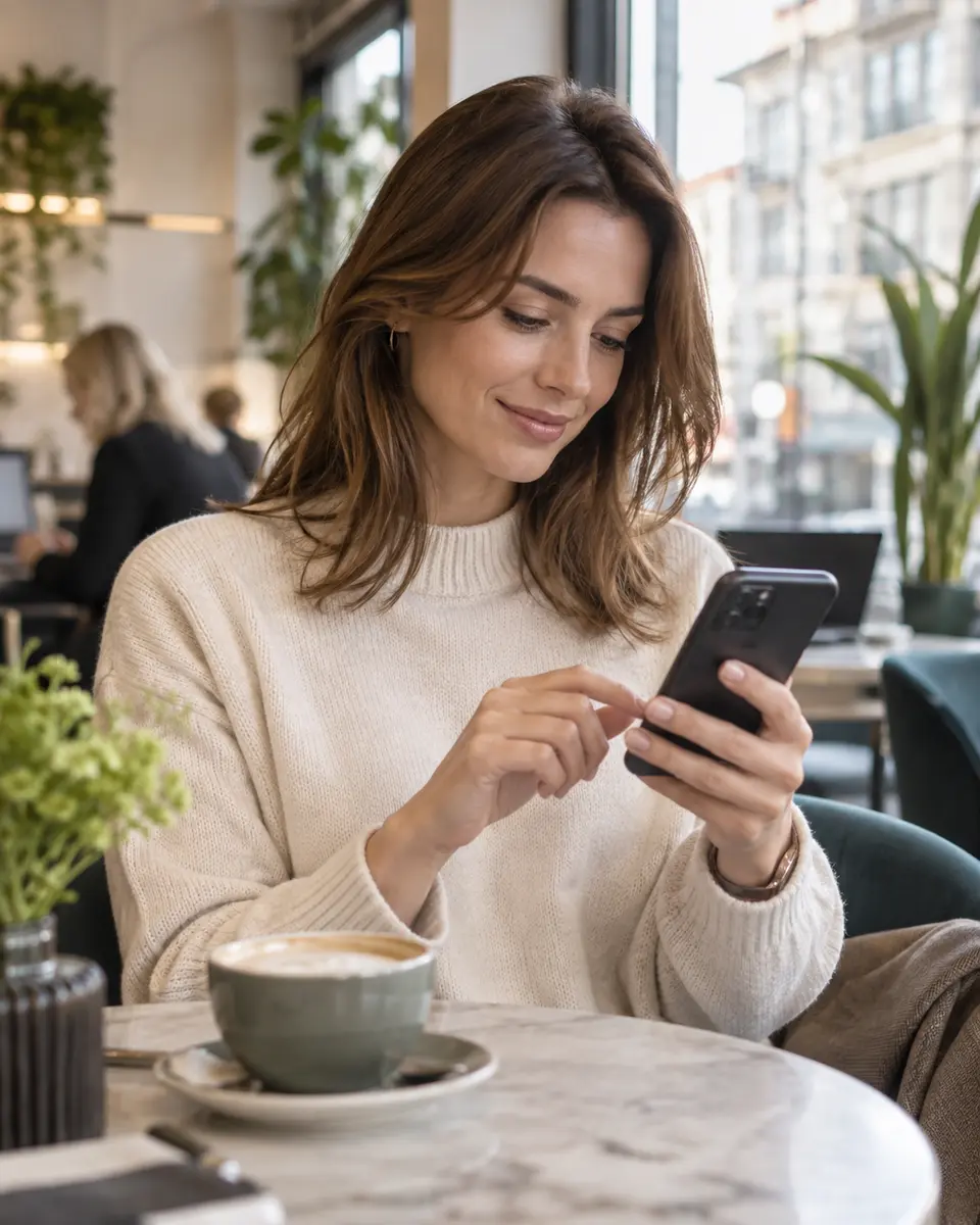 Klientka wybierająca wizytę na telefonie